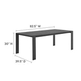 Aspen Rectangular Outdoor Patio Aluminum Dining Table in Gray