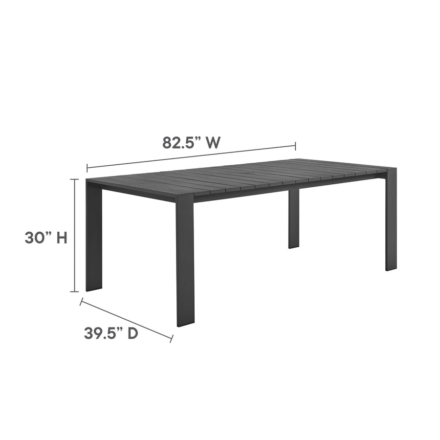 Aspen Rectangular Outdoor Patio Aluminum Dining Table in Gray