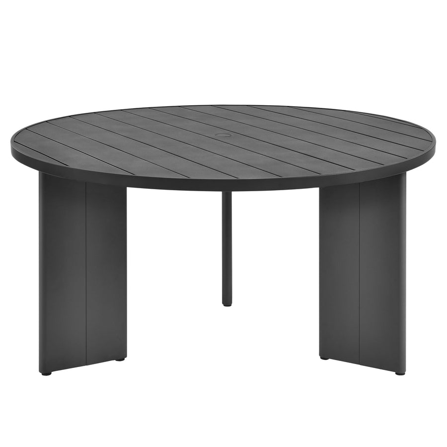 Aspen Round Outdoor Patio Aluminum Dining Table in Gray