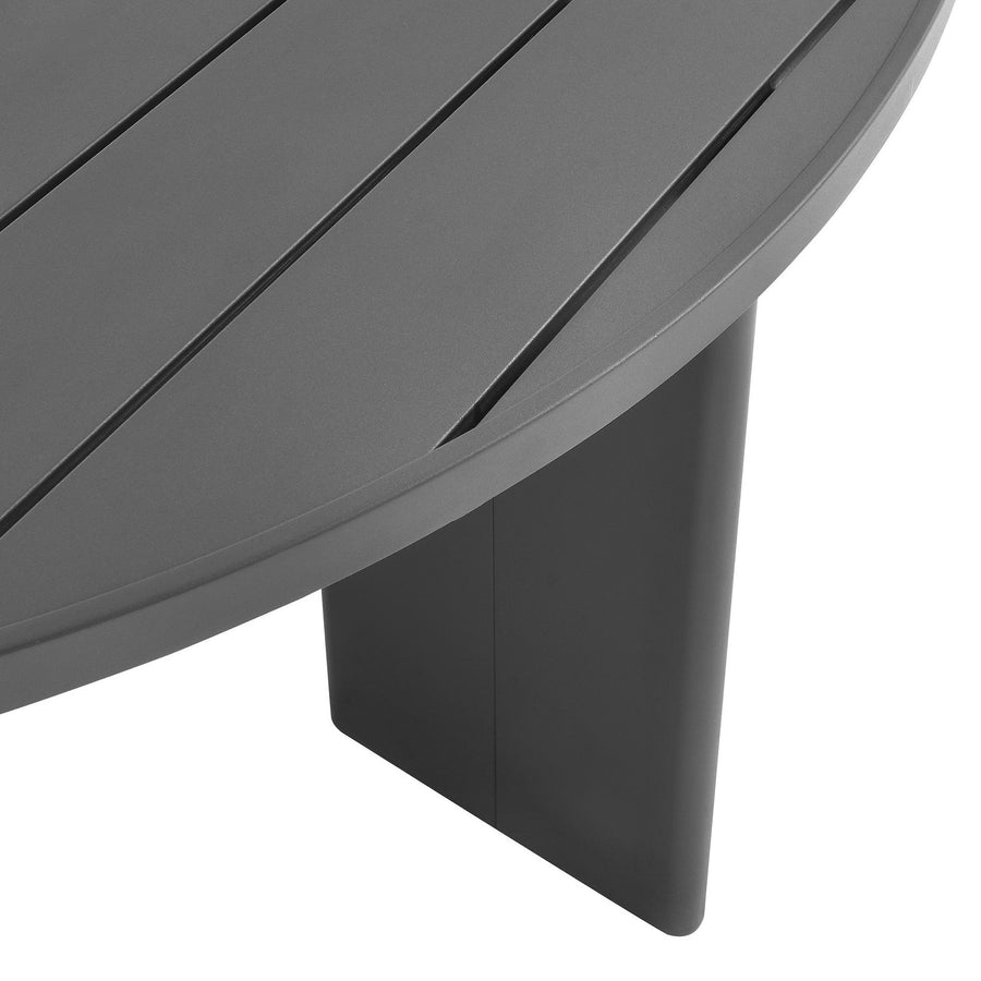 Aspen Round Outdoor Patio Aluminum Dining Table in Gray