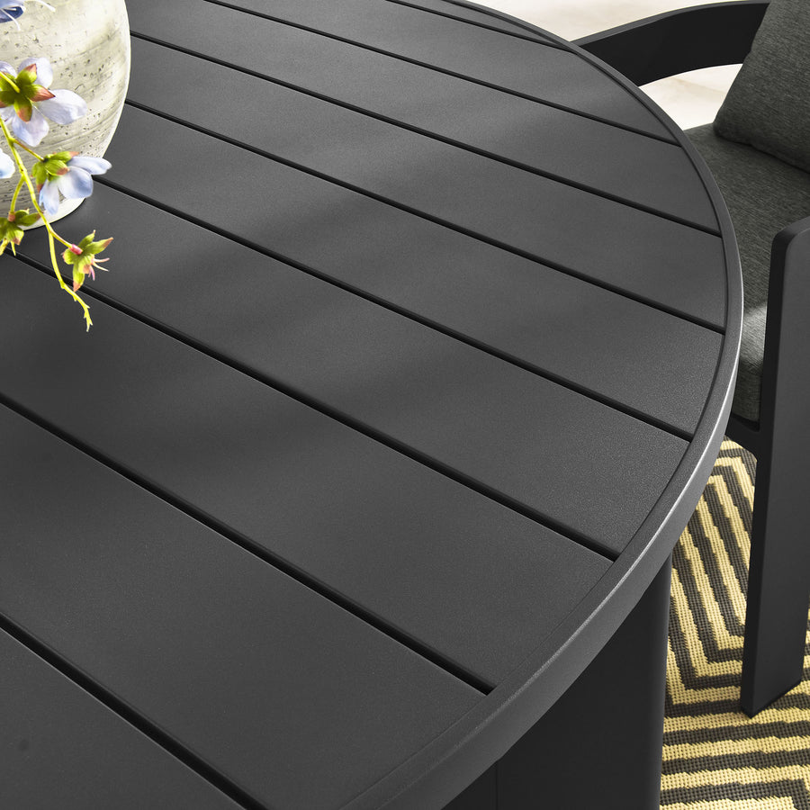 Aspen Round Outdoor Patio Aluminum Dining Table in Gray