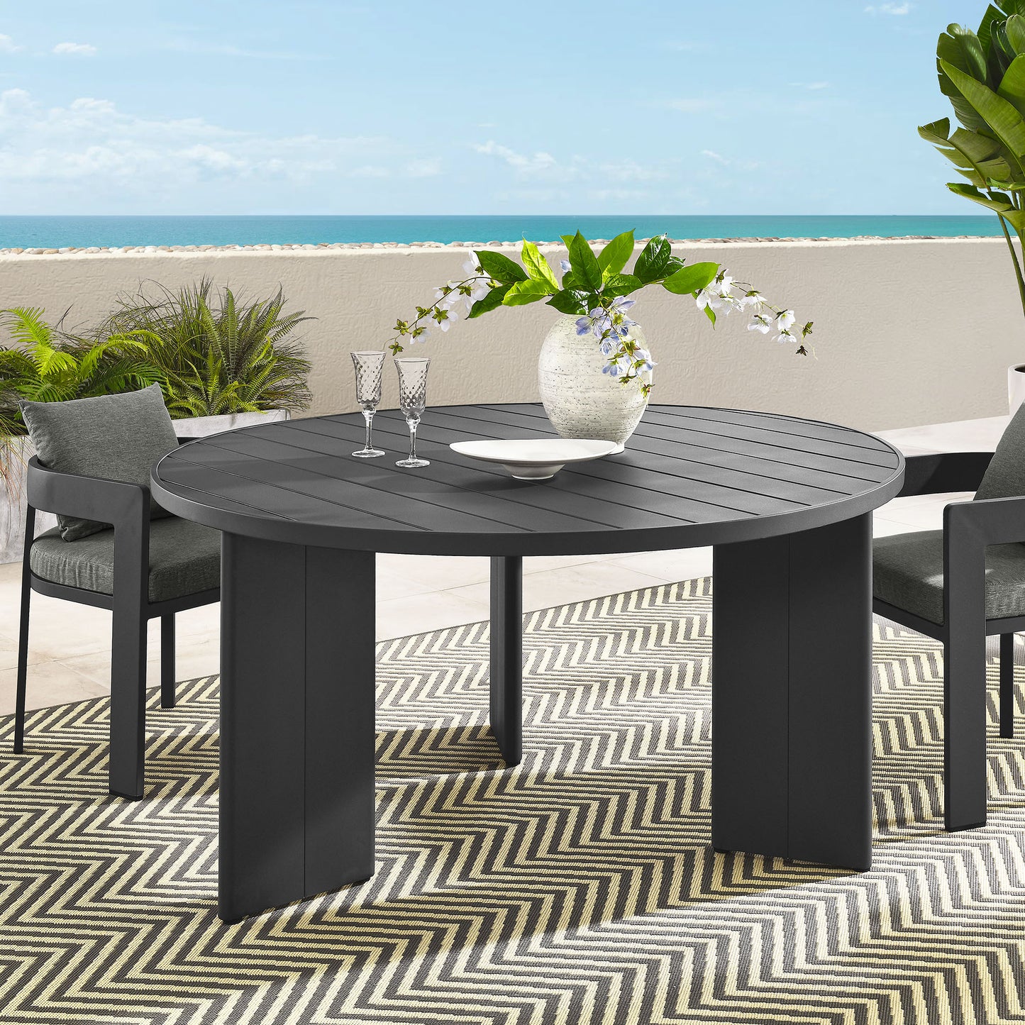 Tahoe Round Outdoor Patio Aluminum Dining Table by Furniture For America