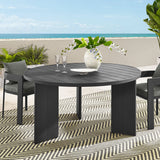 Aspen Round Outdoor Patio Aluminum Dining Table in Gray