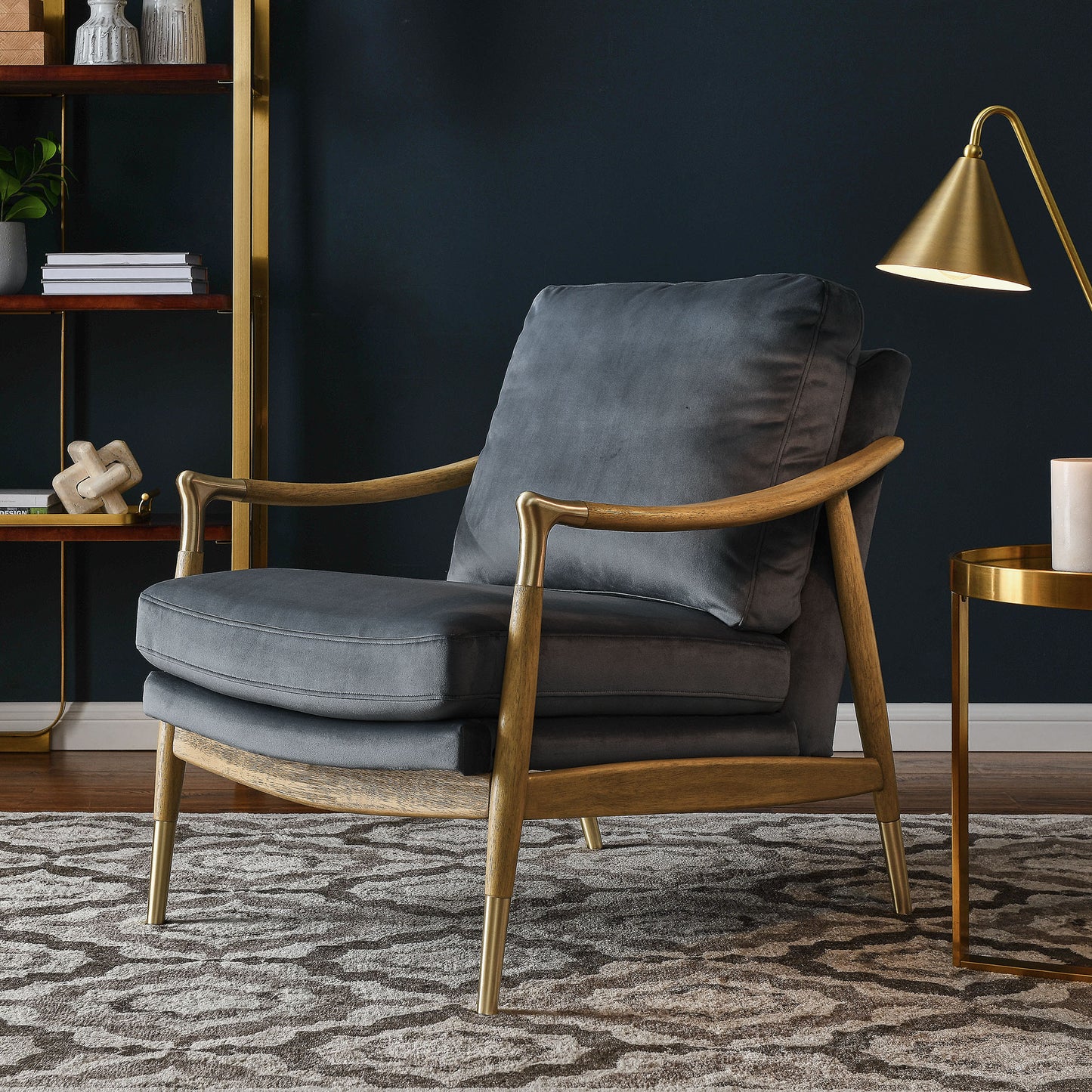 Langford Performance Velvet Accent Armchair by Furniture For America