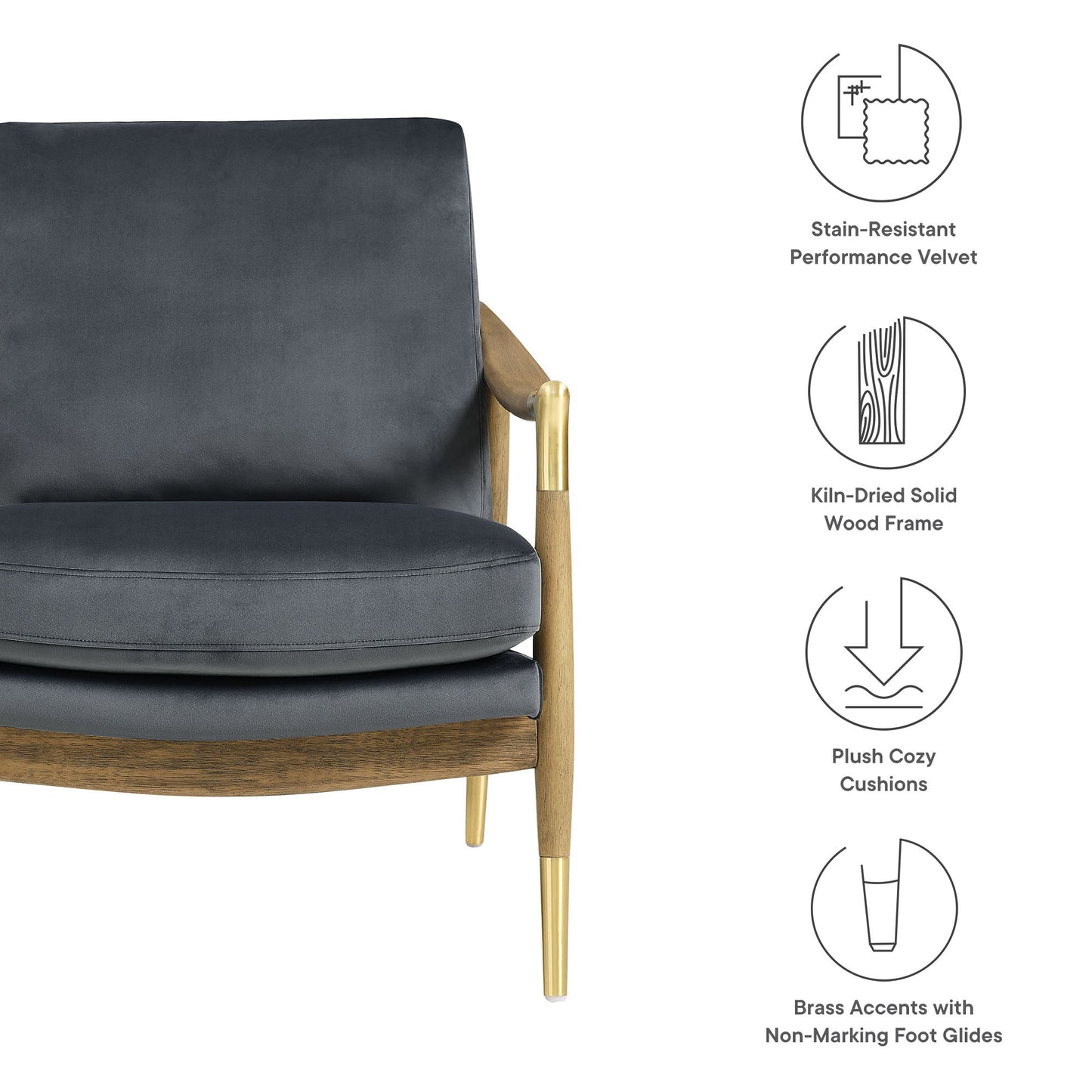 Langford Performance Velvet Accent Armchair by Furniture For America