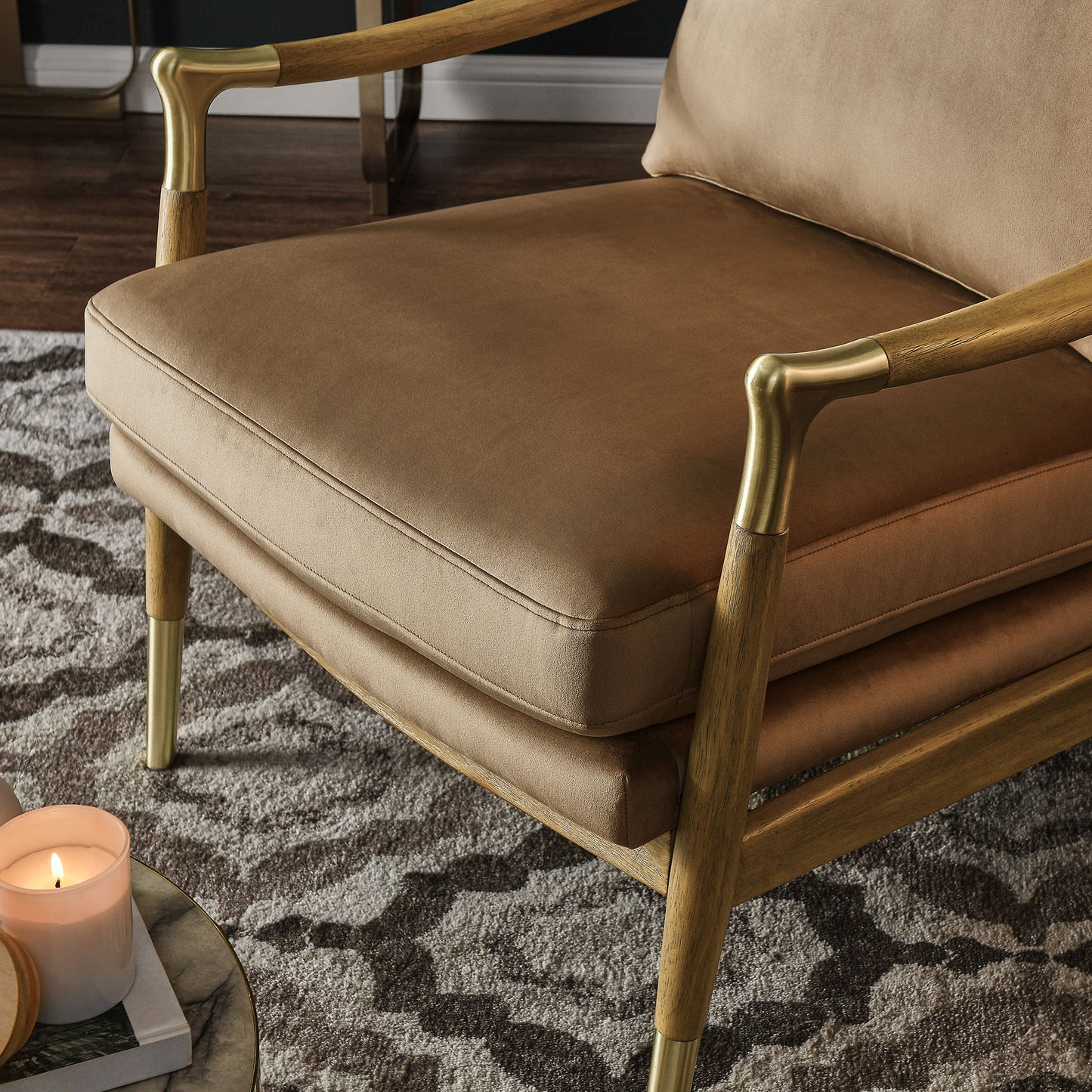 Langford Performance Velvet Accent Armchair by Furniture For America