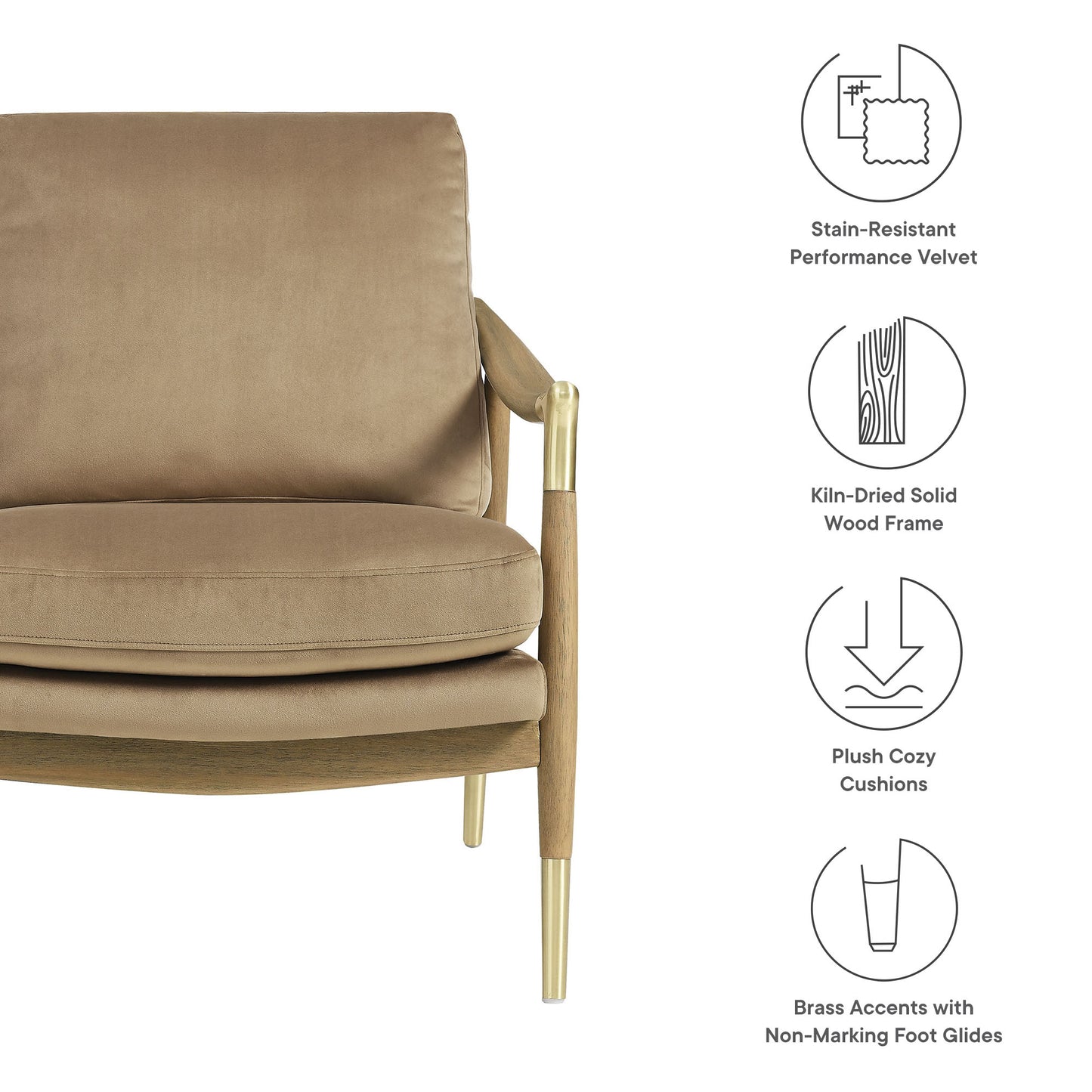 Langford Performance Velvet Accent Armchair by Furniture For America