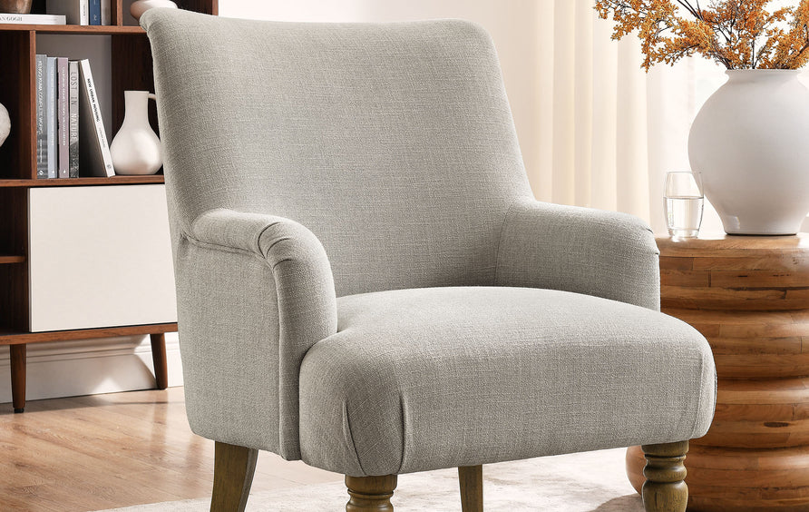 Romilly Fabric Upholstered Accent Armchair in Linen