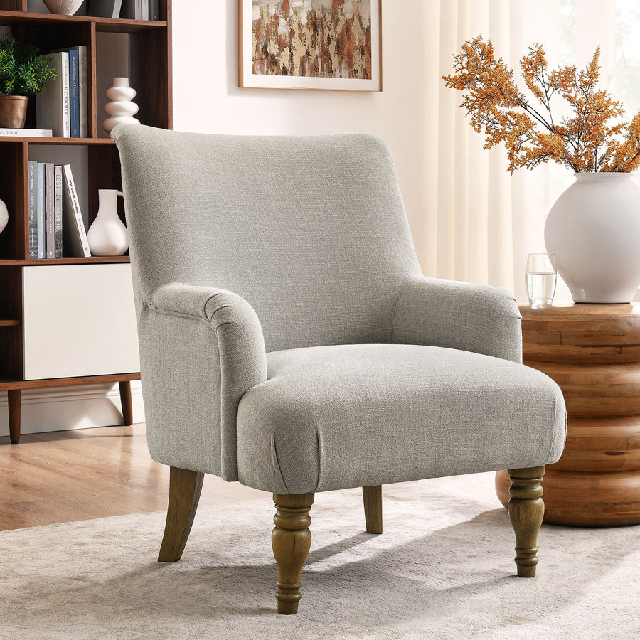 Romilly Fabric Upholstered Accent Armchair in Linen