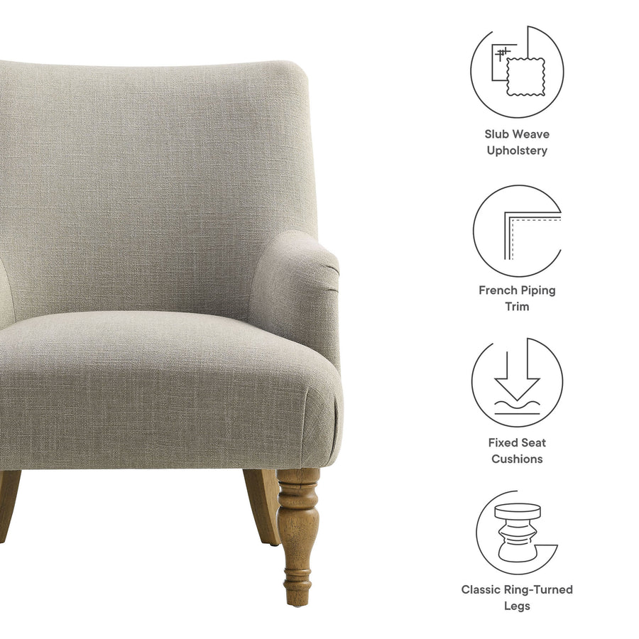 Romilly Fabric Upholstered Accent Armchair in Linen