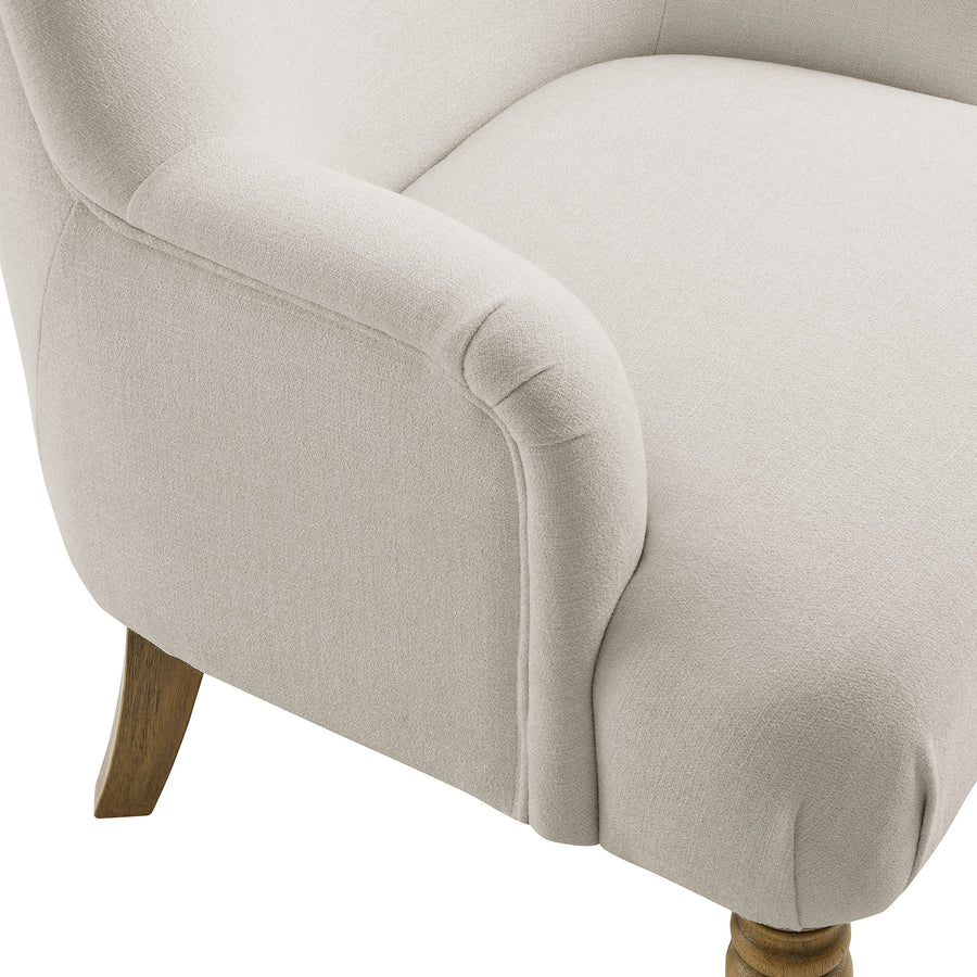 Romilly Fabric Upholstered Accent Armchair in Salt