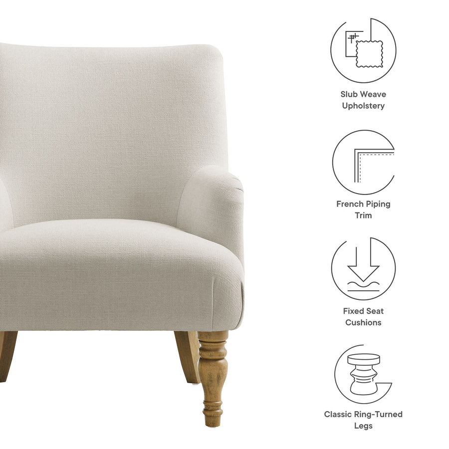 Romilly Fabric Upholstered Accent Armchair in Salt