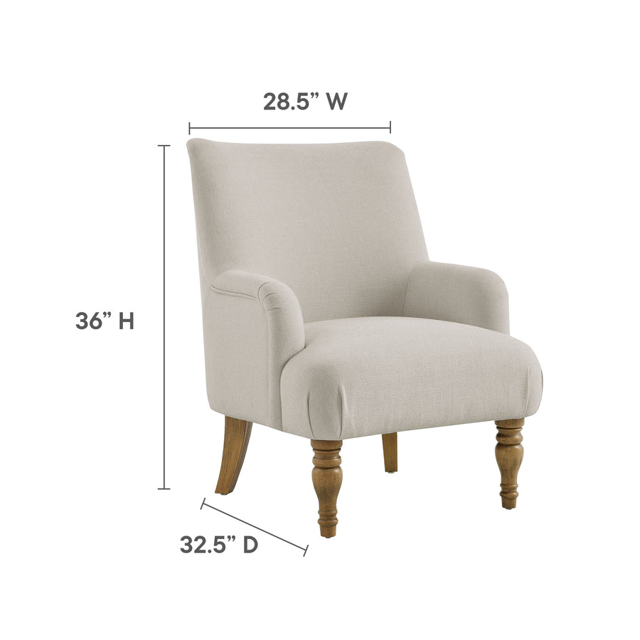 Romilly Fabric Upholstered Accent Armchair in Salt