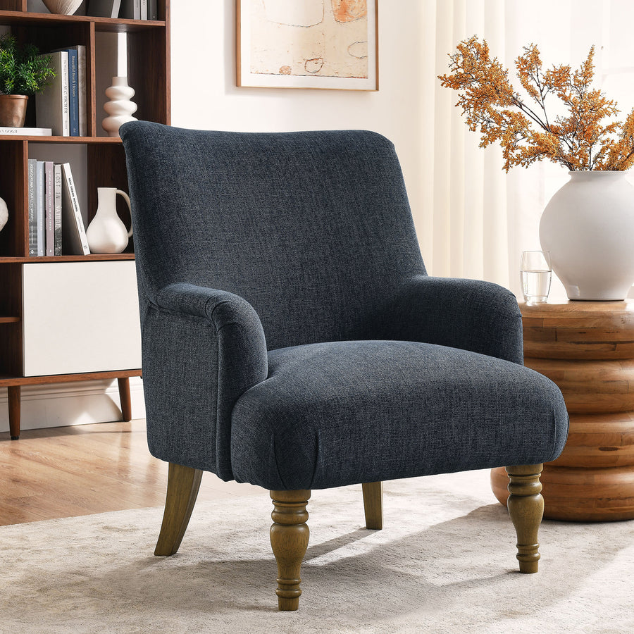 Romilly Fabric Upholstered Accent Armchair in Slate Blue