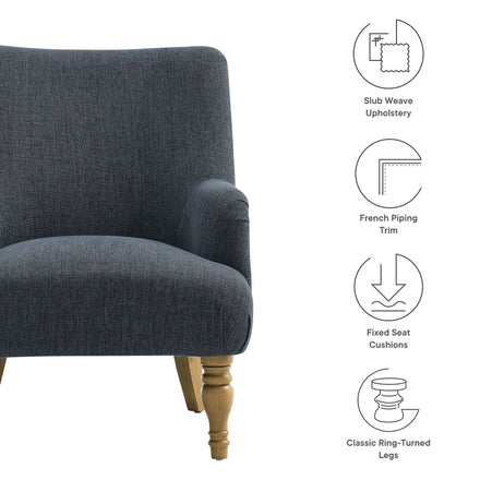 Ellington Fabric Upholstered Accent Armchair in Slate Blue