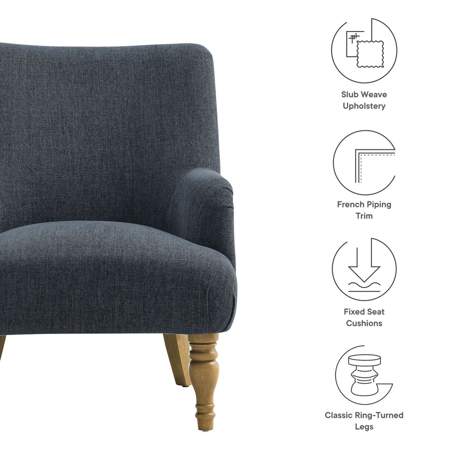 Romilly Fabric Upholstered Accent Armchair in Slate Blue