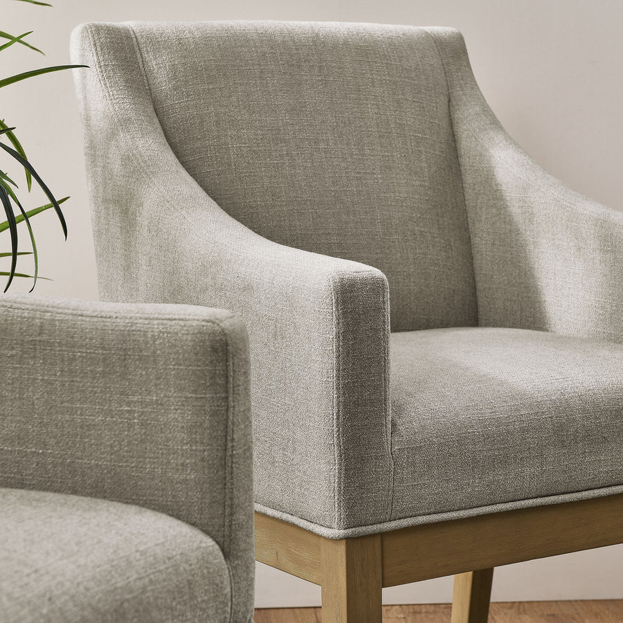 Vivienne Fabric Upholstered Dining Armchair in Linen Natural