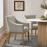 Vivienne Fabric Upholstered Dining Armchair in Linen Natural