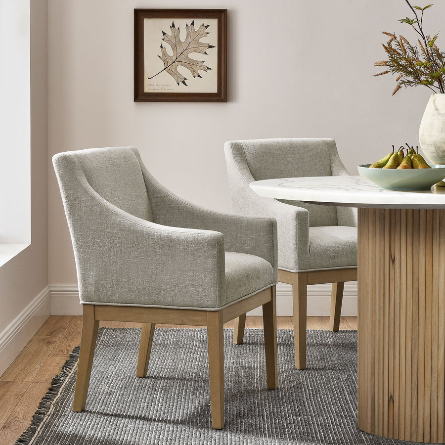 Vivienne Fabric Upholstered Dining Armchair in Linen Natural