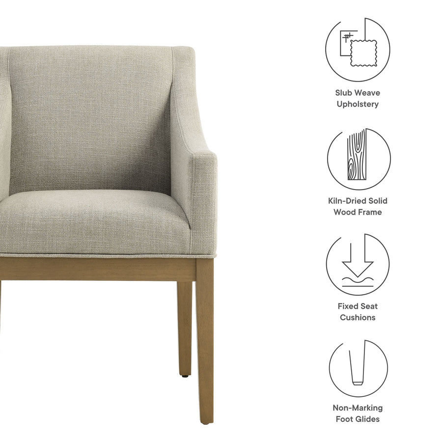 Vivienne Fabric Upholstered Dining Armchair in Linen Natural