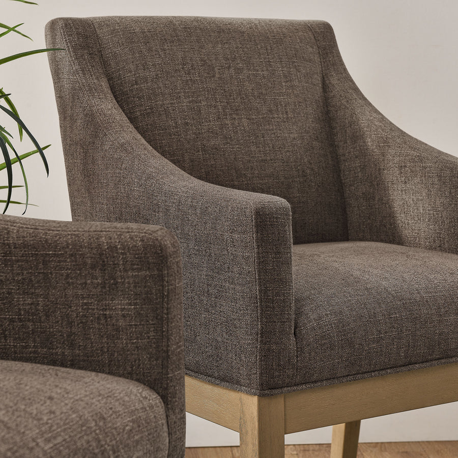 Vivienne Fabric Upholstered Dining Armchair in Mocha Natural