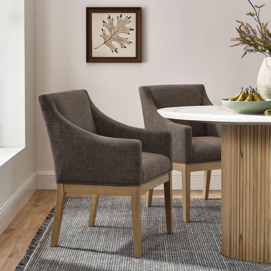 Vivienne Fabric Upholstered Dining Armchair in Mocha Natural