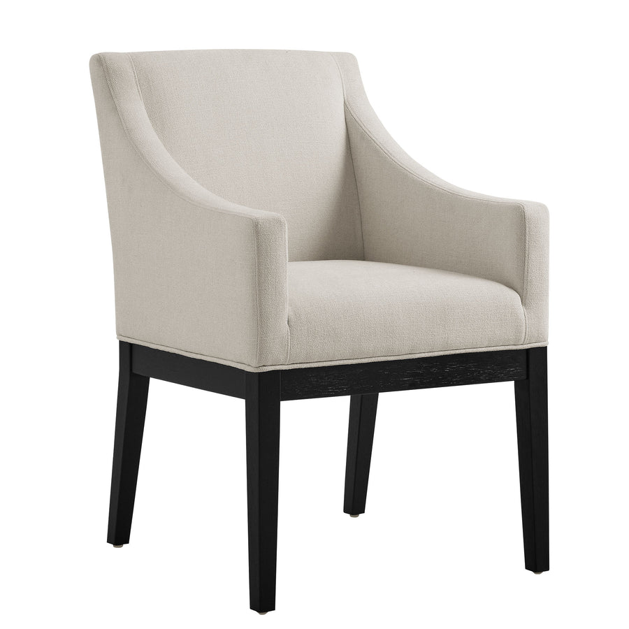 Vivienne Fabric Upholstered Dining Armchair in Salt Black