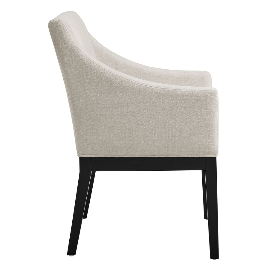 Vivienne Fabric Upholstered Dining Armchair in Salt Black