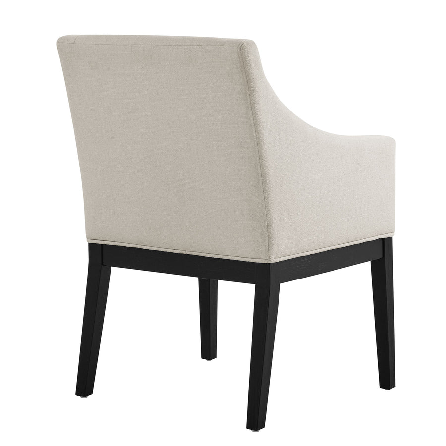 Vivienne Fabric Upholstered Dining Armchair in Salt Black