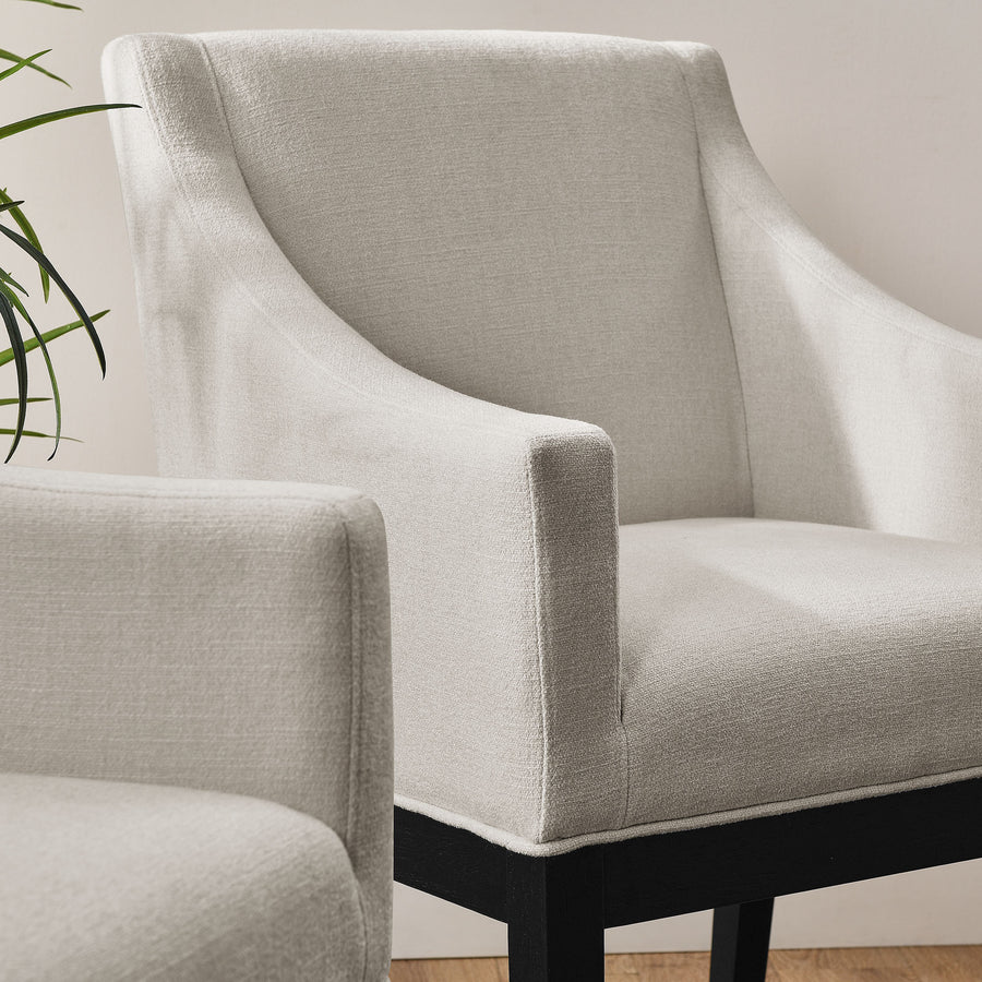 Vivienne Fabric Upholstered Dining Armchair in Salt Black