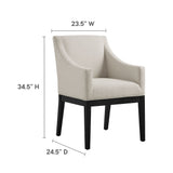 Vivienne Fabric Upholstered Dining Armchair in Salt Black