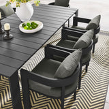 Aspen 9-Piece Outdoor Patio Aluminum Dining Set in Gray Charcoal