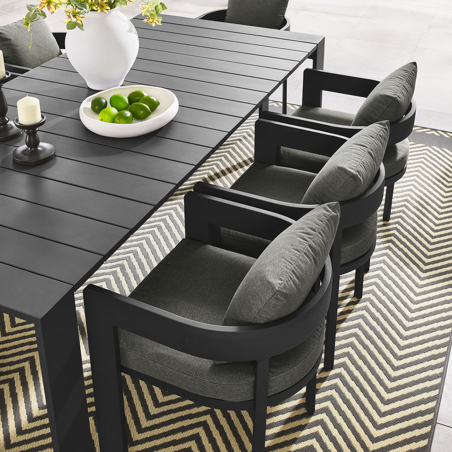 Aspen 9-Piece Outdoor Patio Aluminum Dining Set in Gray Charcoal