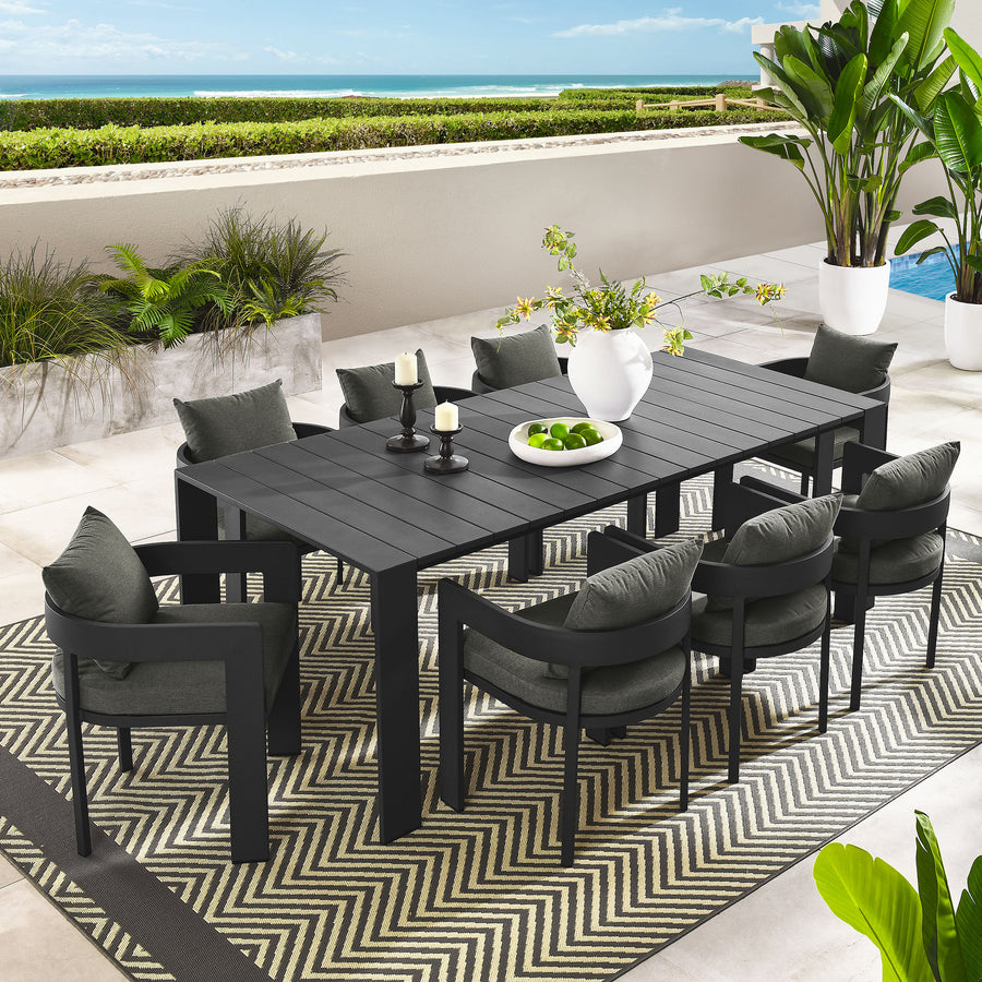 Aspen 9-Piece Outdoor Patio Aluminum Dining Set in Gray Charcoal