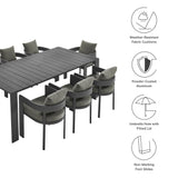 Aspen 9-Piece Outdoor Patio Aluminum Dining Set in Gray Charcoal