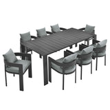 Aspen 9-Piece Outdoor Patio Aluminum Dining Set in Gray Gray