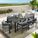 Aspen 9-Piece Outdoor Patio Aluminum Dining Set in Gray Gray