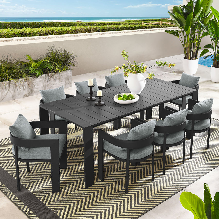 Aspen 9-Piece Outdoor Patio Aluminum Dining Set in Gray Gray