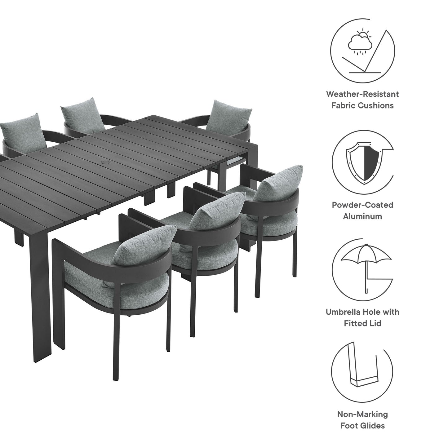 Tahoe 9-Piece Outdoor Patio Aluminum Dining Set by Furniture For America