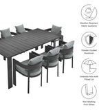 Aspen 9-Piece Outdoor Patio Aluminum Dining Set in Gray Gray