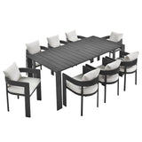 Aspen 9-Piece Outdoor Patio Aluminum Dining Set in Gray White