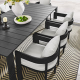 Aspen 9-Piece Outdoor Patio Aluminum Dining Set in Gray White