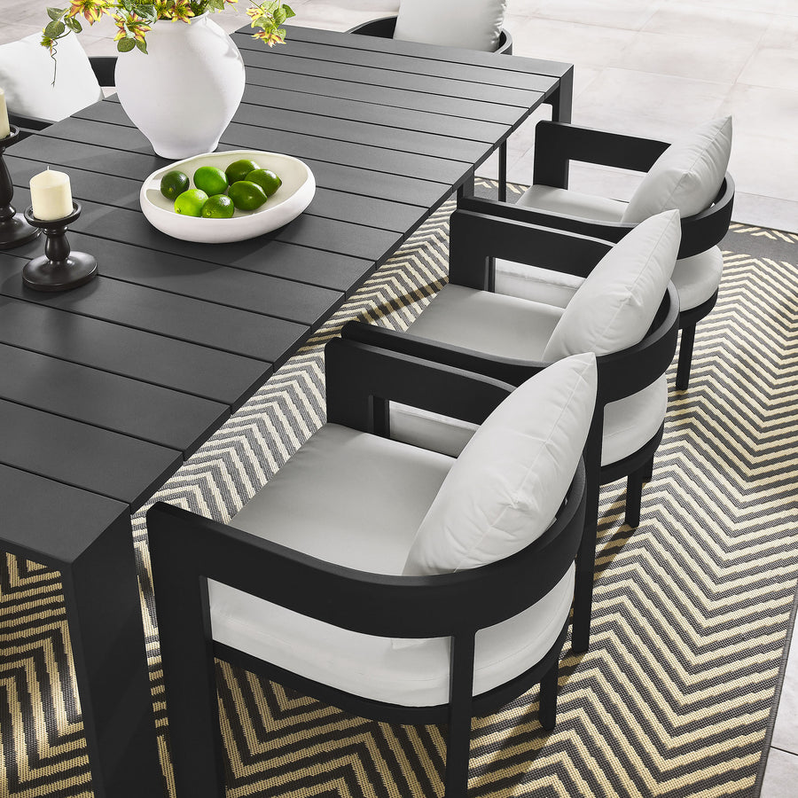 Aspen 9-Piece Outdoor Patio Aluminum Dining Set in Gray White