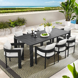Aspen 9-Piece Outdoor Patio Aluminum Dining Set in Gray White