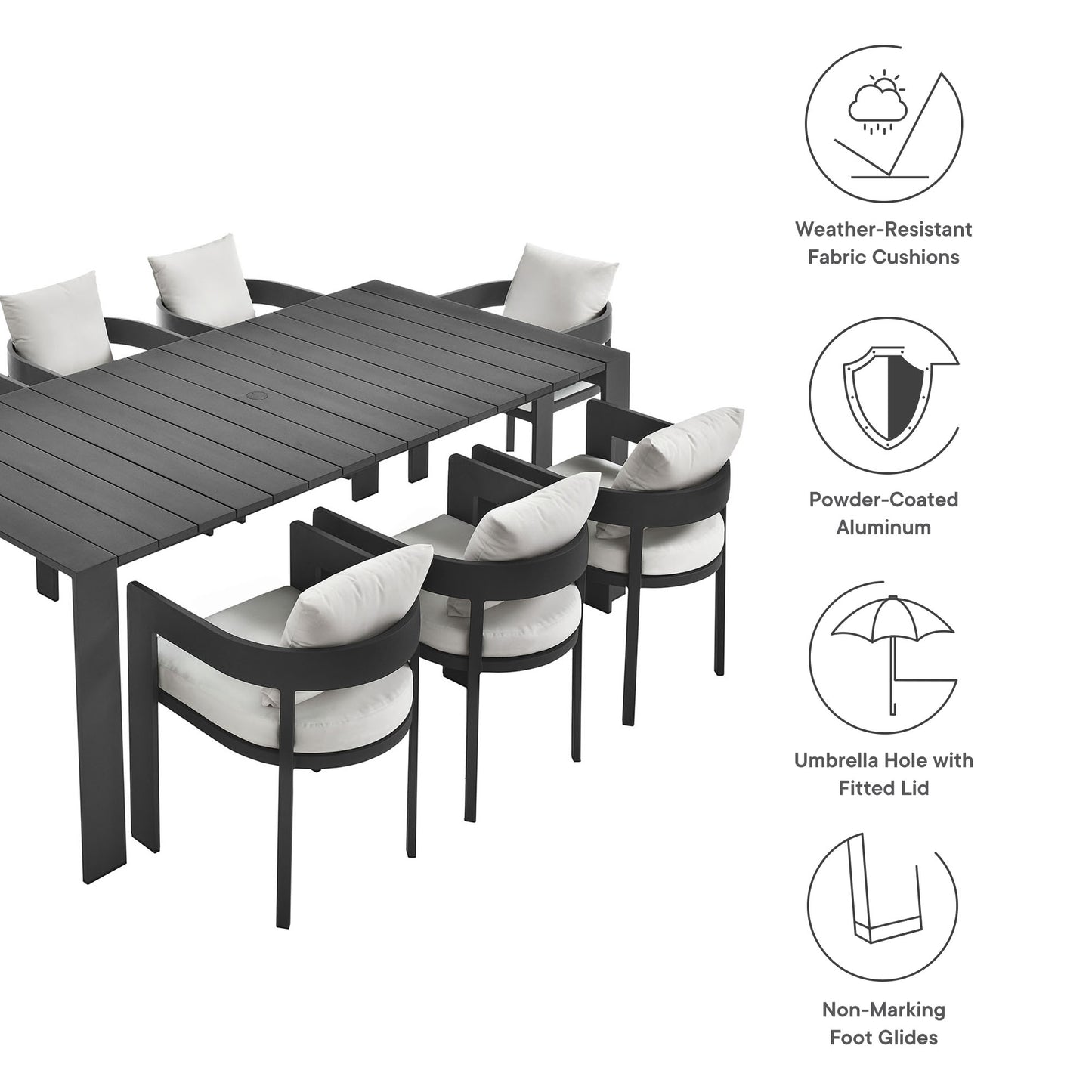 Tahoe 9-Piece Outdoor Patio Aluminum Dining Set by Furniture For America