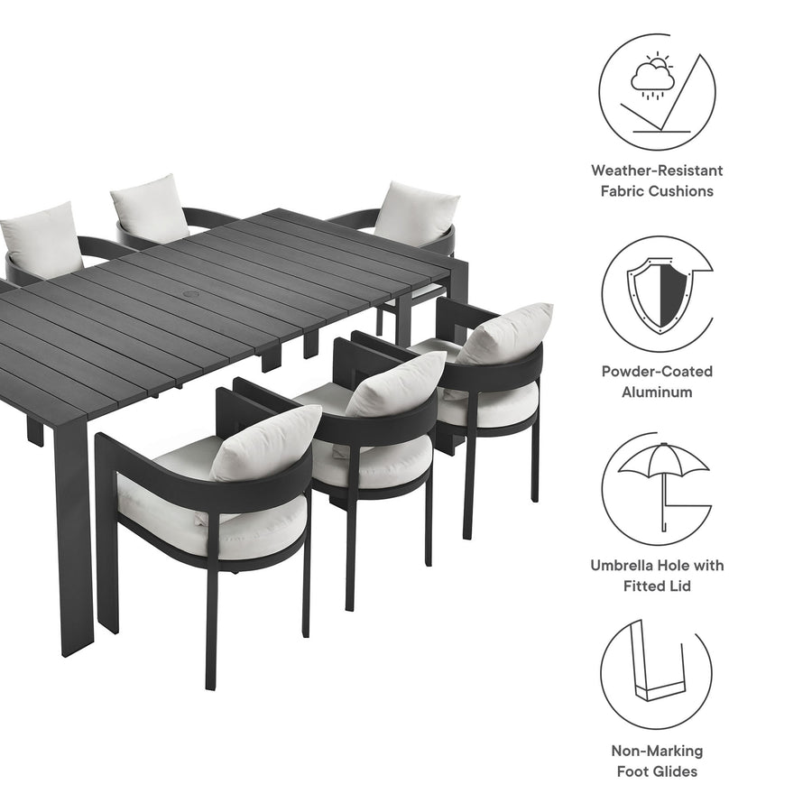 Aspen 9-Piece Outdoor Patio Aluminum Dining Set in Gray White