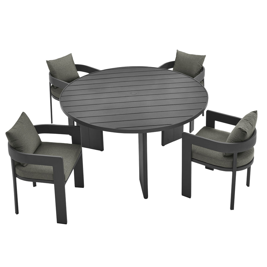 Aspen 5-Piece Outdoor Patio Aluminum Dining Set in Gray Charcoal