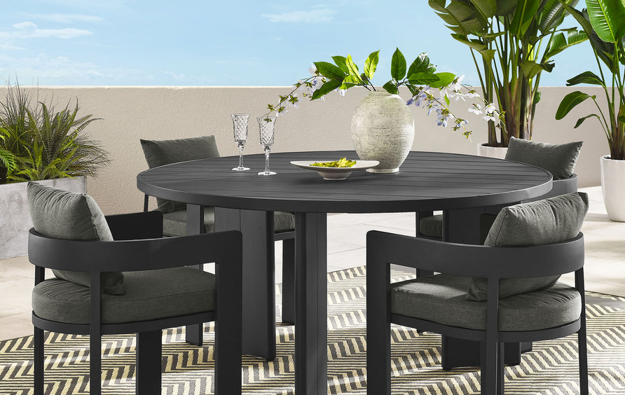 Aspen 5-Piece Outdoor Patio Aluminum Dining Set in Gray Charcoal