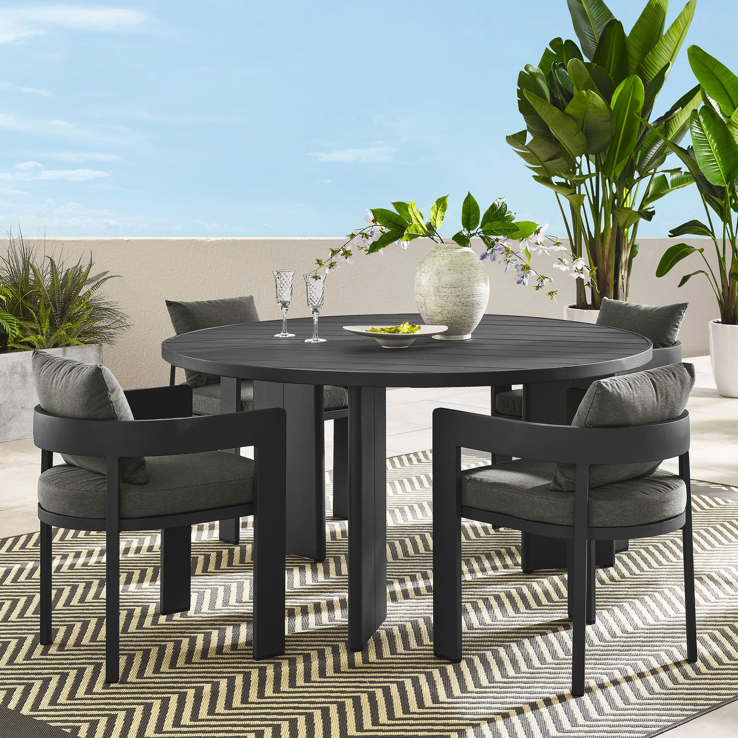 Tahoe 5-Piece Outdoor Patio Aluminum Dining Set by Furniture For America