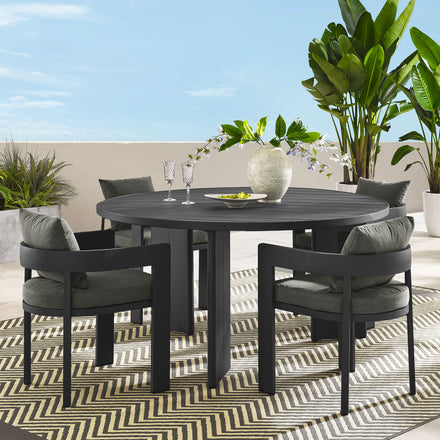 Tahoe 5-Piece Outdoor Patio Aluminum Dining Set in Gray Charcoal